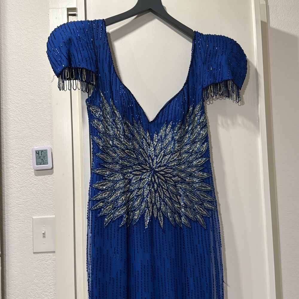 Vintage Claire Elegant Blue Evening Gown